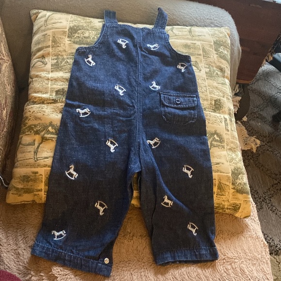 Embroidered "Rocking Horse" Denim Overalls Size 12 Mo. - Picture 2 of 9